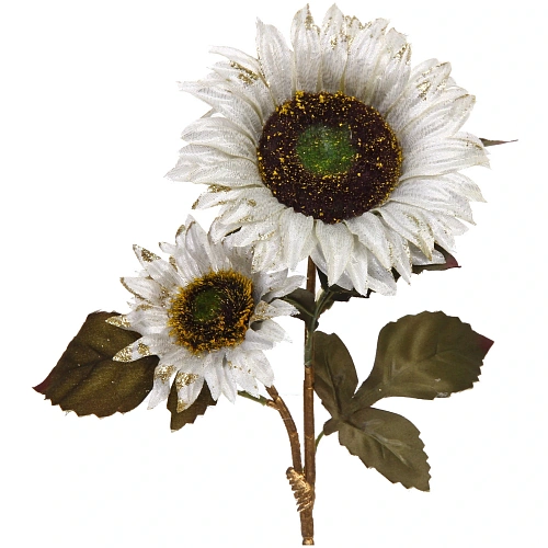 Искусственные цветы FLOWERS GLAMOUR 63см Подсолнухи 2 цветка белые_3
