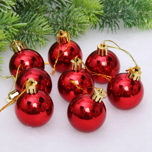 Новогодние шары 4 см (набор 24 шт) "Глянец", рубин