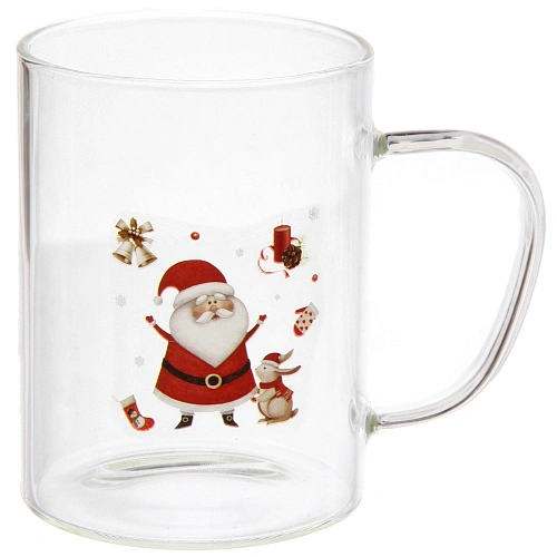 Кружка стеклянная 450мл Новогоднее веселье, микс рисунков_4