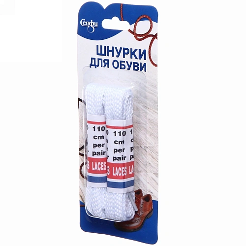 Шнурки для обуви Селфи, плоское сечение, цвет белый, 2 пары, 110см_6