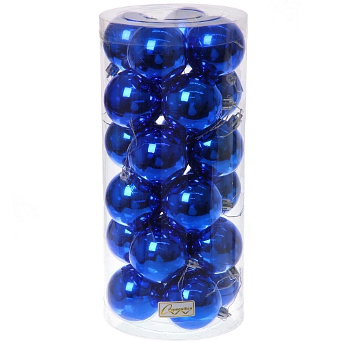 Новогодние шары 6 см (набор 24 шт) Глянец, синий_10